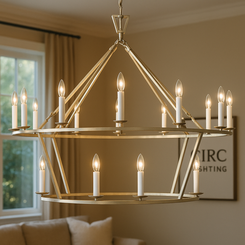 19th C. English Openwork Two-Tier Round Chandelier 40"