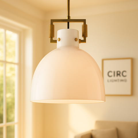 Machinist Milk Glass Cloche Pendant