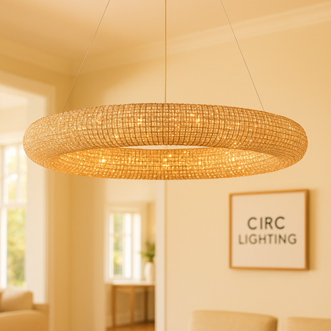 Crystal Halo Smoke Round LED Chandelier 59"