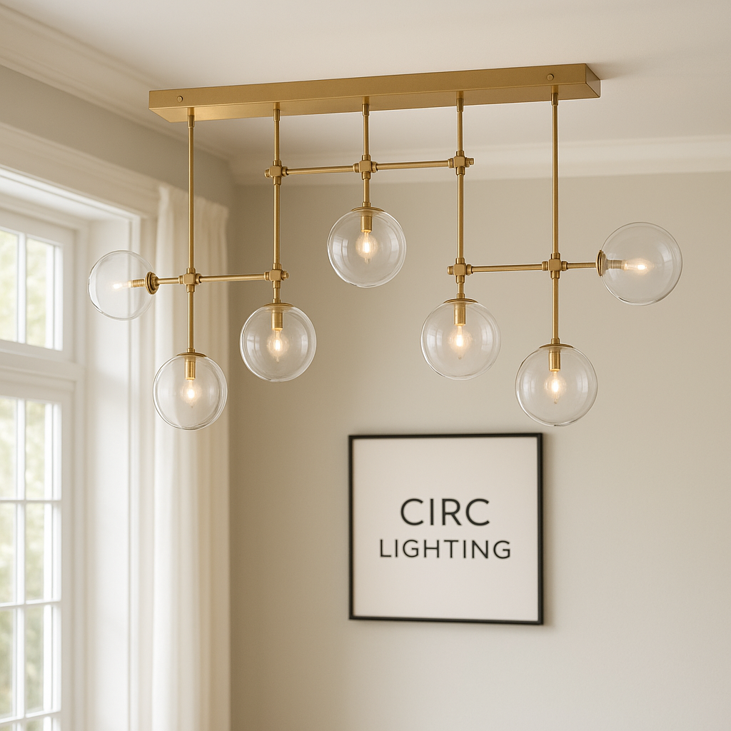 Glass Globe Mobile Linear Chandelier 60"