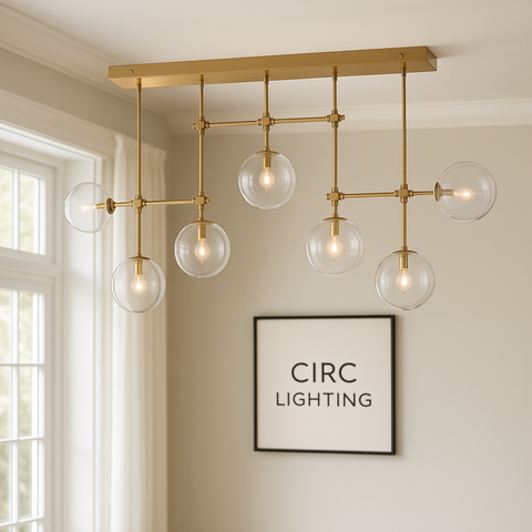 Glass Globe Mobile Linear Chandelier 60"