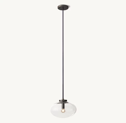 Modern Blown Glass Globe Pendant – Steel Light