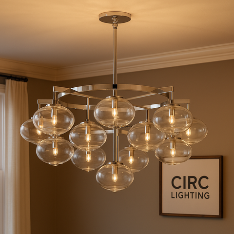 Cabrette Clear Glass Round Chandelier 48"