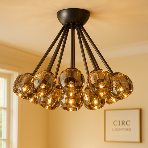 Boule De Cristal Smoke Glass Flushmount 24"