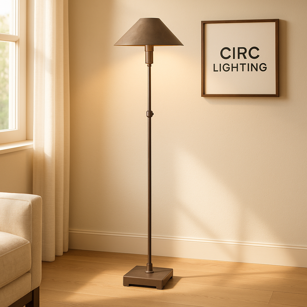 Pyramid Metal Shade Telescoping Floor Lamp