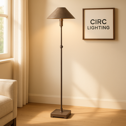 Pyramid Metal Shade Telescoping Floor Lamp