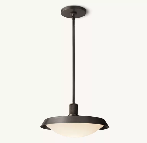 Brass Knurled Hub Pendant – Milk Glass Light