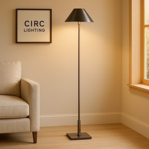 Petite Candlestick Metal Shade Floor Lamp