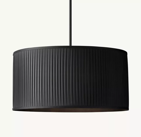 Luxury Reed Pleated Drum Pendant Light with Steel Frame