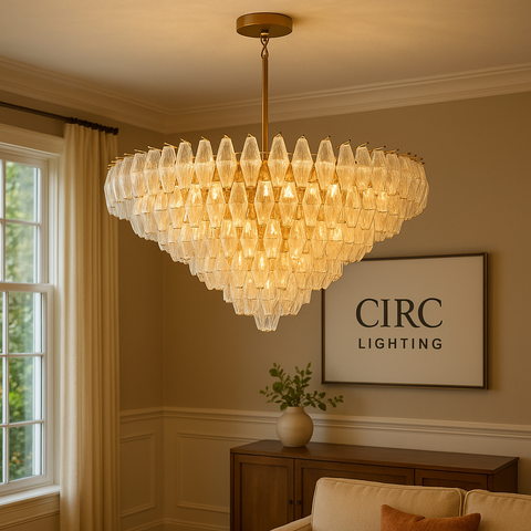 Chiara Clear Glass Tiered Round Chandelier 47"