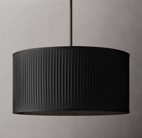 Luxury Reed Pleated Drum Pendant Light with Steel Frame