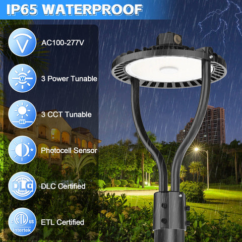 CIRC 90W-150W LED Post Circle Area Light 150W/120W/90W CCT Tunable 3K/4K/5K with Built-In Photocell