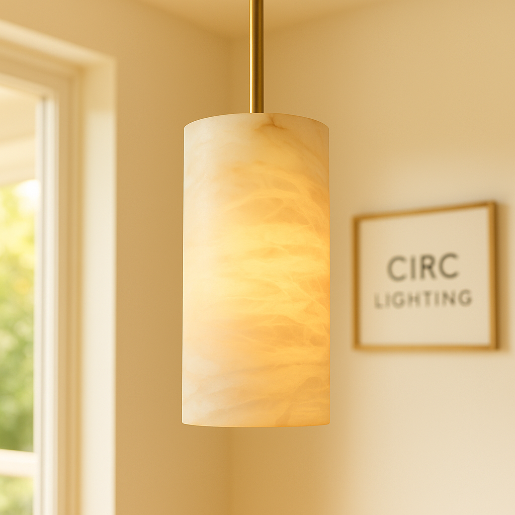 Hand-Carved Alabaster Cylinder Pendant