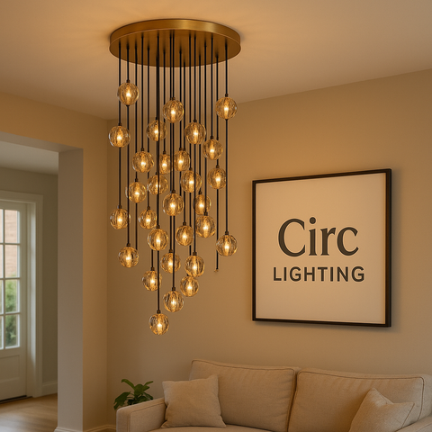 Boule De Cristal Smoke Glass Round Cluster Chandelier 30"