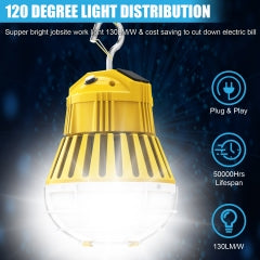 CIRC 100W LED Linkable Work Light 5000K 100–277V Yellow with US Plug