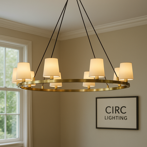 Pauillac Fabric Shade Round Chandelier 60"