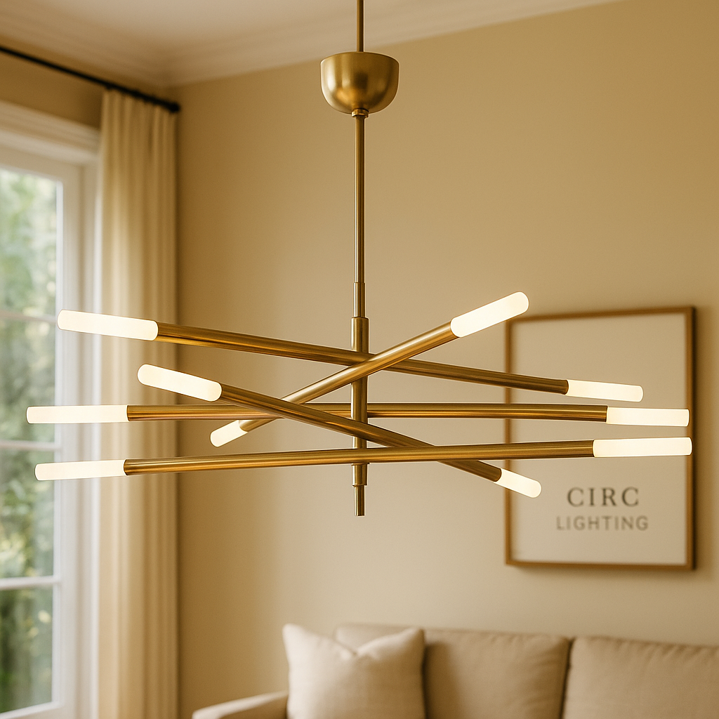 Rousseau 10-Light Mobile Etched Rod Chandelier