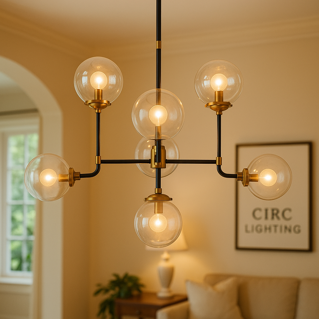 Bistro Globe Clear Glass Chandelier 34"