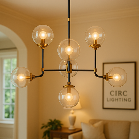 Bistro Globe Clear Glass Chandelier 34"