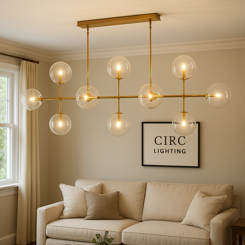Glass Globe Mobile Linear Chandelier