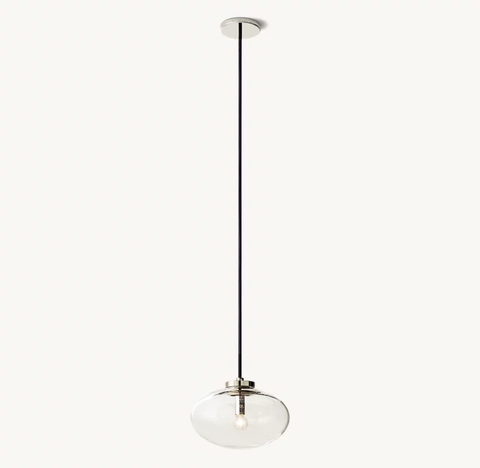 Modern Blown Glass Globe Pendant – Steel Light