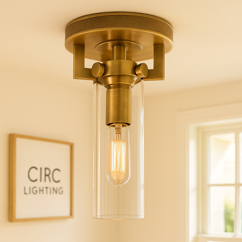 Machinist Glass Cylinder Flushmount