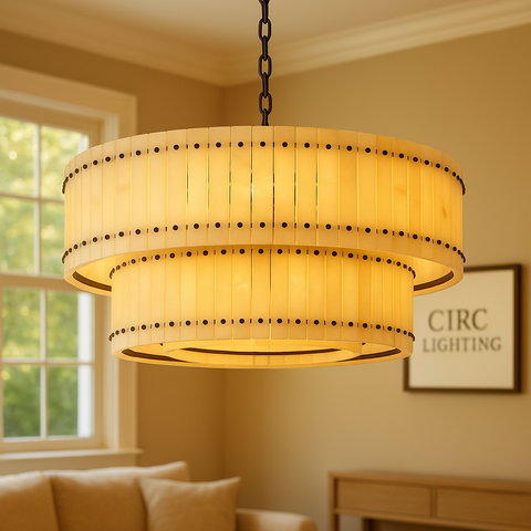 San Marco Alabaster Round Tiered Chandelier 60"