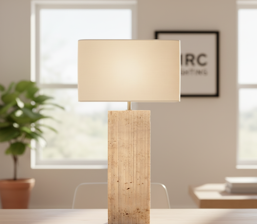 Tallado Classico Travertine Convex Table Lamp