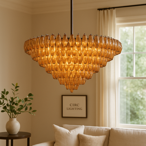 Chiara Smoke Glass Tiered Round Chandelier 62"