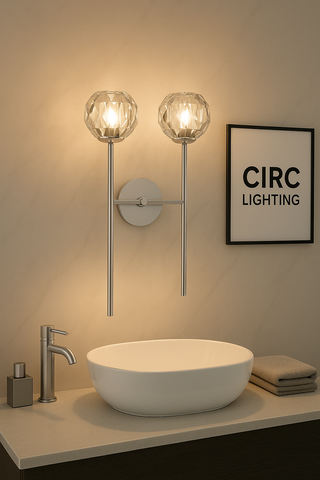 Boule De Cristal Smoke Glass Grand Double Sconce