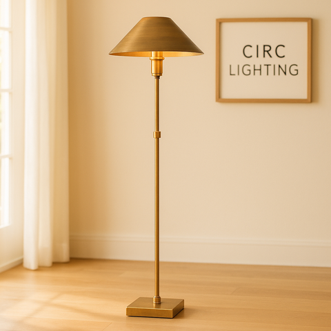 Pyramid Metal Shade Telescoping Floor Lamp