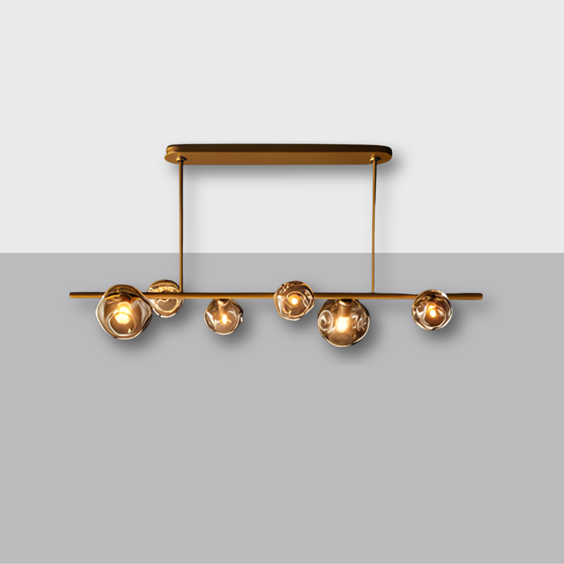 Bubble Linear Chandelier – Handblown Glass & Steel
