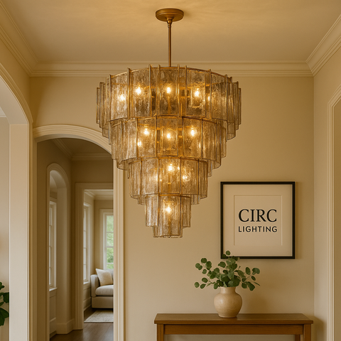 Lattice Smoke Glass Tiered Chandelier 47"