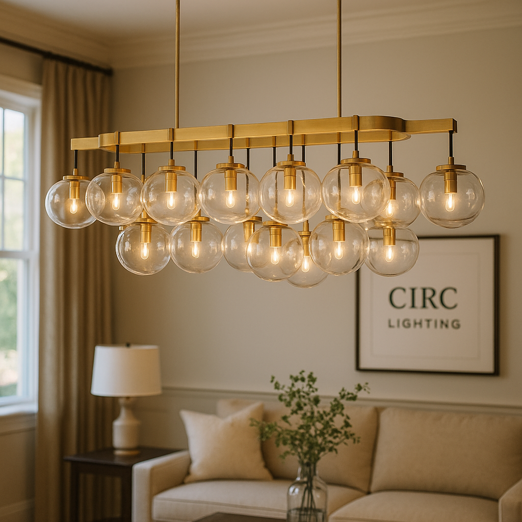 Cabrette Clear Glass Linear Chandelier 72"