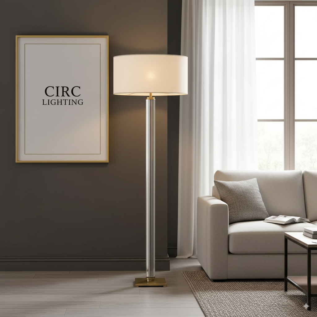 Cylindrical Column Crystal Floor Lamp