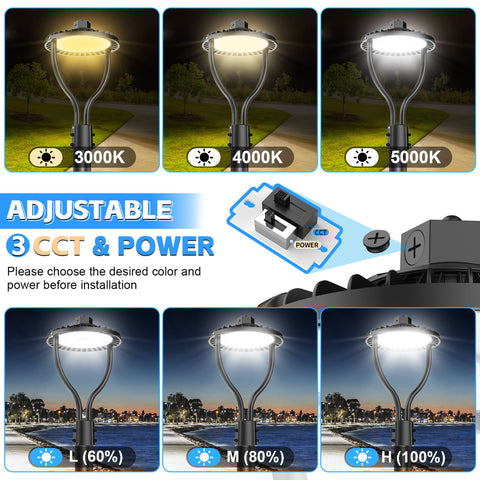 CIRC 90W-150W LED Post Circle Area Light 150W/120W/90W CCT Tunable 3K/4K/5K with Built-In Photocell
