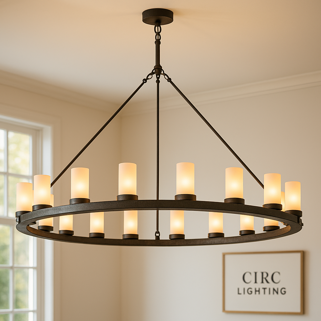 Ondra Round Milk Glass Chandelier 60"