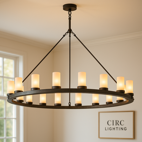 Ondra Round Milk Glass Chandelier 60"