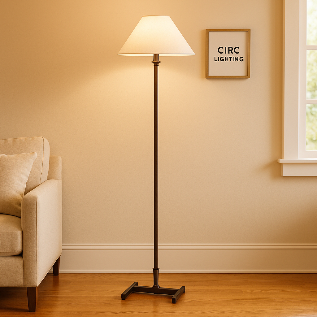 Petite Candlestick Linen Shade Floor Lamp