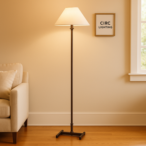 Petite Candlestick Linen Shade Floor Lamp