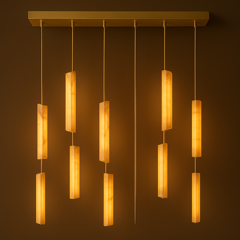 Audubon Alabaster Linear Chandelier 54"