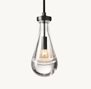 Luxury Hand-Blown Glass Raindrop Pendant Light - Brass Canopy