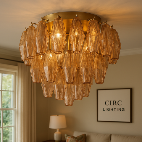 Chiara Smoke Glass Flushmount 17"