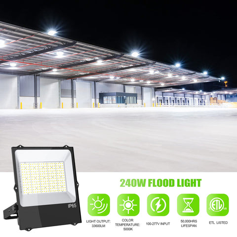 240W LED FLOOD LIGHT 5000K 100-277VAC