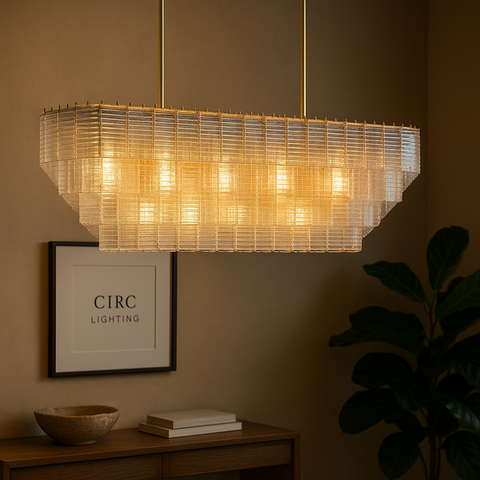 Sirene Clear Glass Rectangular Chandelier 59"