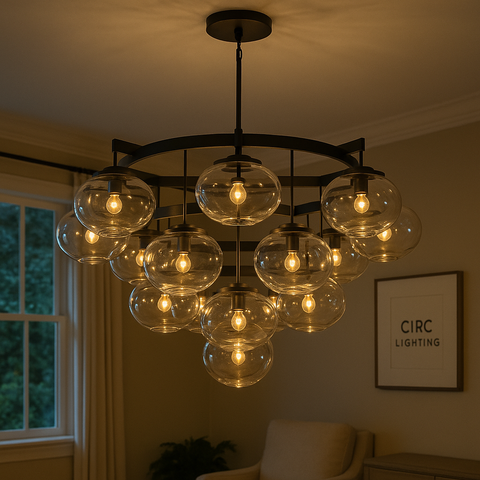 Cabrette Clear Glass Round Chandelier 48"