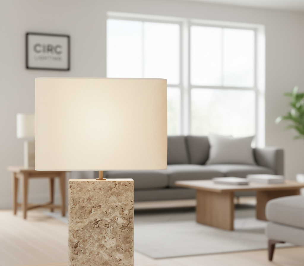 Tallado Tiziano Travertine Rectangular Table Lamp