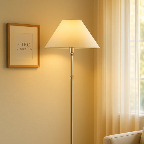 Pyramid Linen Shade Telescoping Floor Lamp