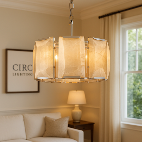 Harlow Calcite Round Chandelier 19"
