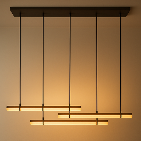Audubon Alabaster Triple Bar Linear Chandelier
